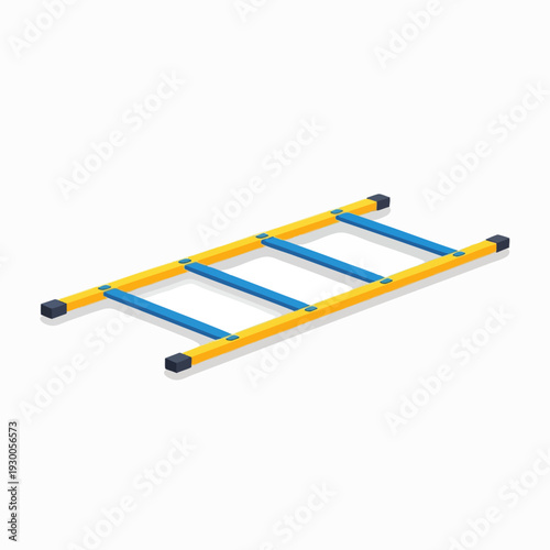 Isometric agility ladder for speed and footwork training in vector style; a yellow and blue fitness tool for exercise and sports activities