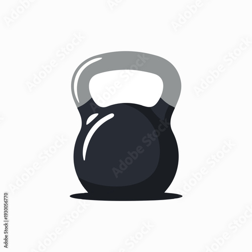 Kettlebell vector illustration with gray handle for fitness training; strength and workout equipment in cartoon style on white.