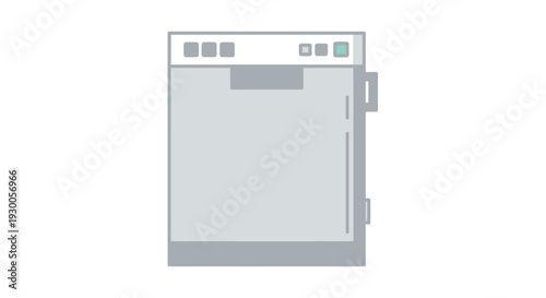 Simple illustration of a modern grey dishwasher with a control panel