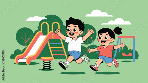 Kids running playground fun playtime