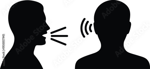 Icon Of A Person Speaking And Another Person Listening With Sound Waves talking communication