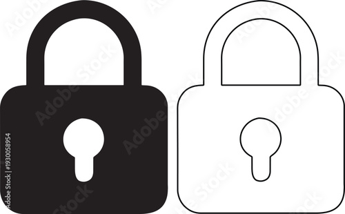 A solid black padlock and an outlined padlock represent security and protection on a clean white background