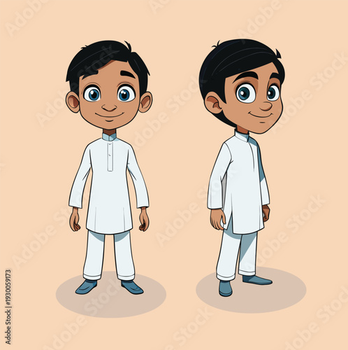 2 Cartoon character | Two boy wearing punjabi | 2d eps file