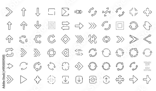 Minimalist arrows thin line editable vector icon pack