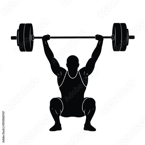 weight lifting men silhouette vector, male athlete strength training, bodybuilding and fitness illustration