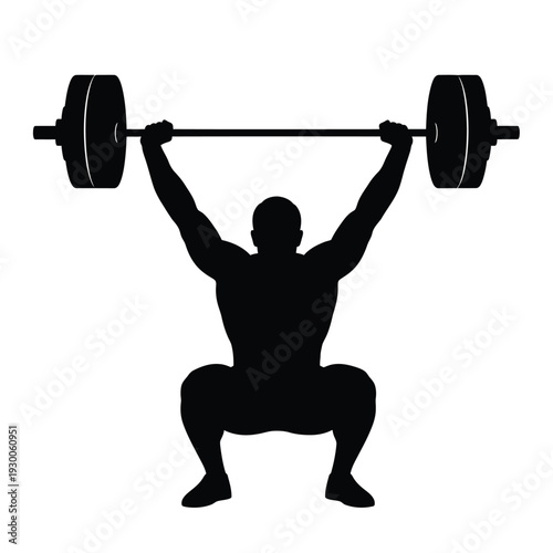 weight lifting man silhouette vector, male athlete strength training, bodybuilding and fitness illustration
