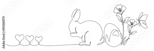 Beautiful continuous line drawing of Easter egg with bunny.eps