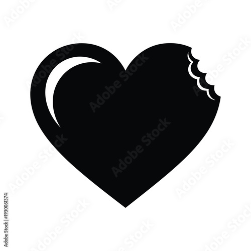 Heart icon with bite mark silhouette vector graphic vector illustration