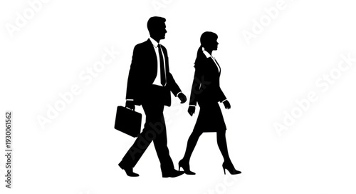 Business People Walking in Office Attire.