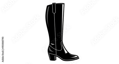 Black Leather Knee High Boot.