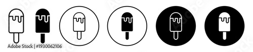 Melting ice cream icon set. Melting ice cream vector symbol in black filled and outlined style.
