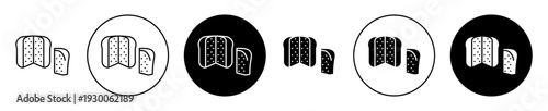 Panettone bread icon set. Panettone bread vector symbol in black filled and outlined style.