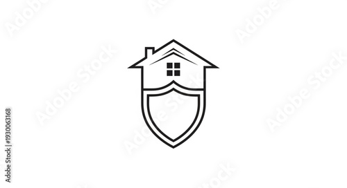 Home security logo design featuring a house and shield for protection.