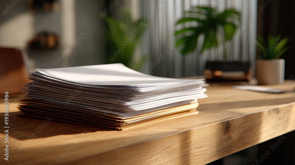 custom made wallpaper toronto digitalStack of office paper and envelopes on wooden desk in warm light conveying organized paperwork and calm workspace