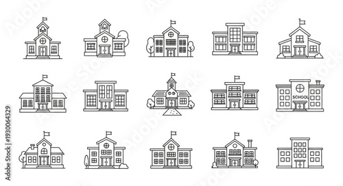 Collection of Architectural Building Sketches.