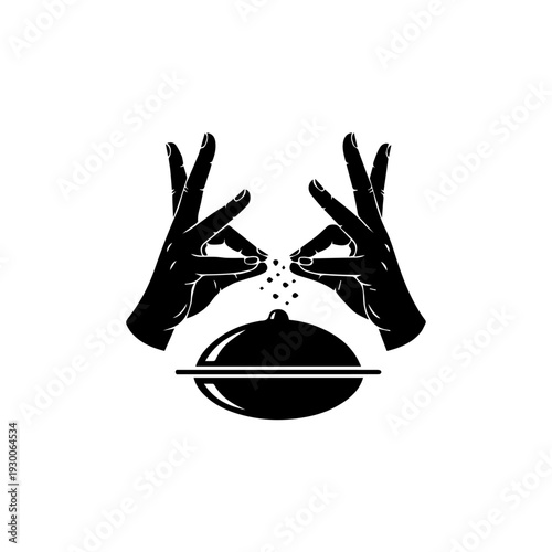 Mystical hands revealing magic trick with flying particles illustration