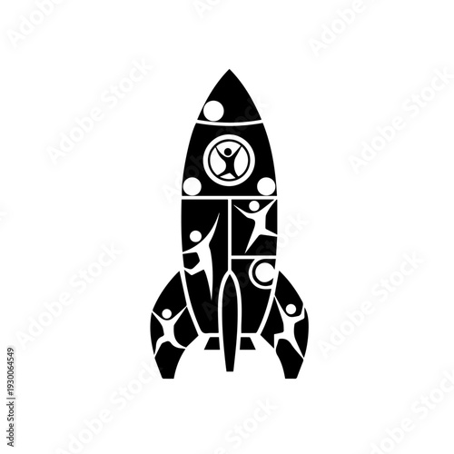 Rocket ship soaring through the cosmos, stars, and galaxies illustration