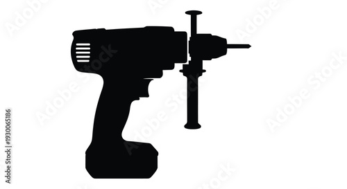 Silhouette of a cordless drill against a white background tool isolated
