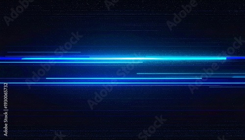 Fondo abstracto oscuro con líneas de luz azul brillante y efecto de velocidad digital en movimiento