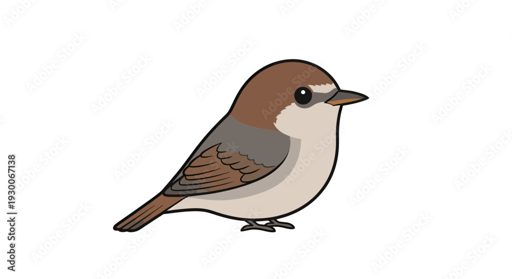 Obraz premium Sparrow Vector Illustration, Cartoon Style Graphic for Nature and Wildlife Projects