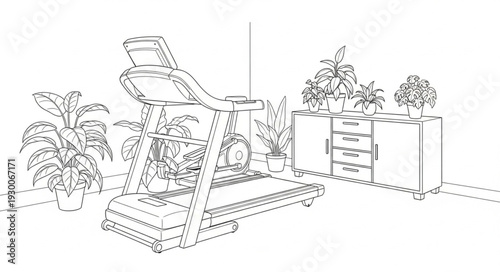 Treadmill in a Garden Setting.