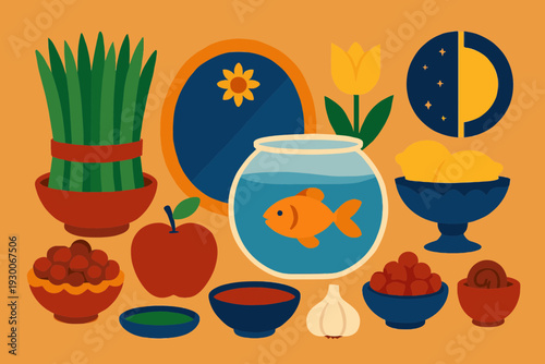 Traditional Nowruz Celebration Elements for March Equinox