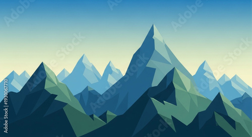 Mountain Peaks Landscape Illustration Art.