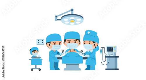 Surgery team illustration, vector style graphic, medical operation, healthcare concept
