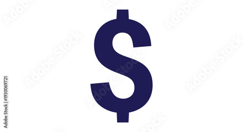A bold dark blue dollar sign stands out against a stark white background a striking silhouette high quality
