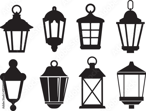 Decorative Lantern Collection: A stunning array of classic lanterns, each casting its unique silhouette, a perfect blend of style and illumination.