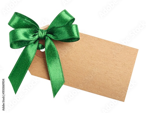 Gift tag with green ribbon