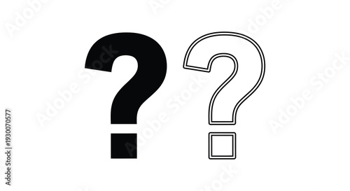 A stark contrast of question marks one solid and one outlined creates a visual puzzle silhouette high quality