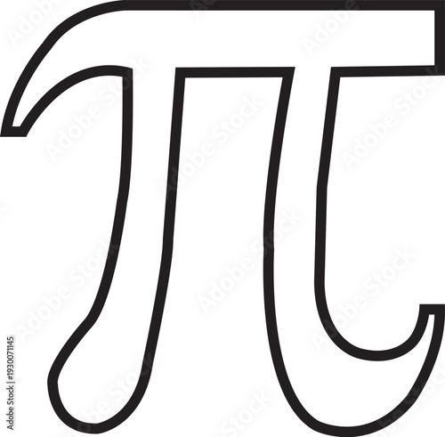 Pi Symbol Math Icon 3.14 Mathematics Sign Educational Illustration Outline