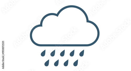 Simple line art illustration of a cloud with raindrops falling below