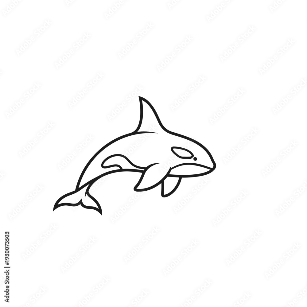 Obraz premium Minimalist line art illustration of an orca swimming