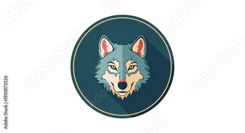 Wolf Head Illustration in Circle.