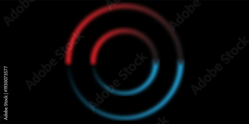 3D red black dynamic techno background on dark space. Tech banner with rotating circles style decoration. Modern graphic design element