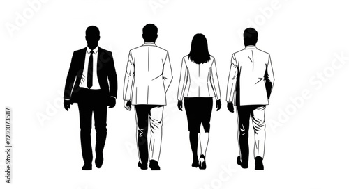 Group of Business Professionals Walking.