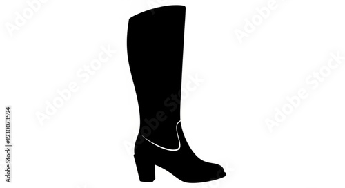 Black Knee High Heeled Boot.