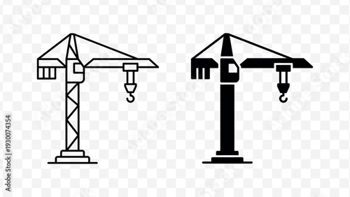 Set of 2 crane icons vector isolated on Transparent Background