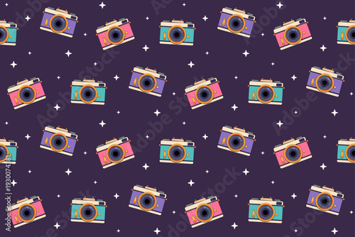 Cute Retro Camera Seamless Pattern