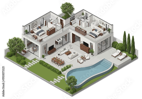 Luxury Modern White Villa with Pool and Garden