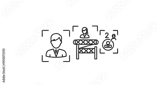 Facial Recognition Technology Identifying People at a Desk.