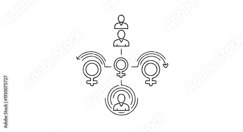 Family Tree Structure with Gender Symbols and People Icons.