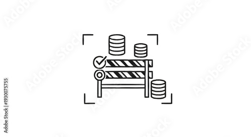 Financial Barrier and Success Symbol Icon.