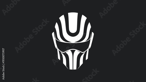 Futuristic Warrior Mask with Striking White and Black Design.