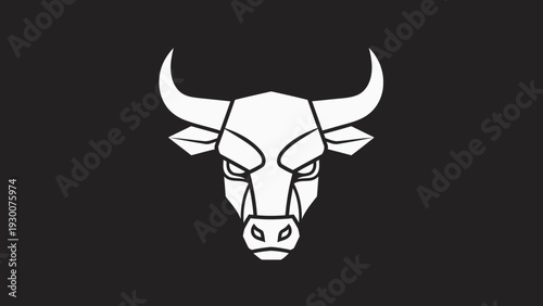 Geometric Bull Head Emblem Symbolizing Strength and Power.