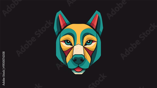 Geometric Wolf Head Abstract Art Design.