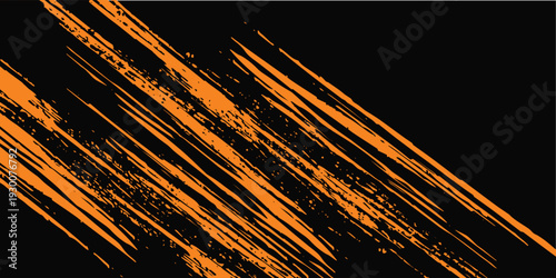 orange black brush Car sticker wrap pattern banner abstract sporty lines black orange color combination grunge brush modern pattern racing motorsport design.vector illustration. eps 10
