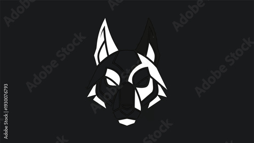 Geometric Wolf Head Logo Design Minimalist Style.